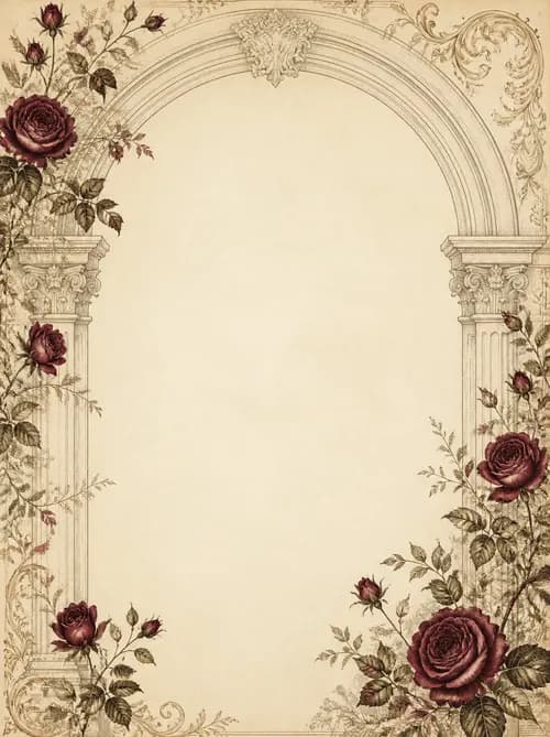 Heirloom invitation artwork with a floral paper frame